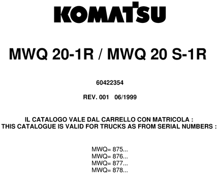 Product picture Komatsu Parts Book MWQ 20-1R / MWQ 20 S-1R
