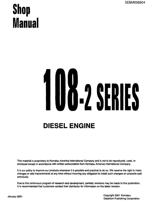 Product picture Komatsu 108-2 Series Shop Manual